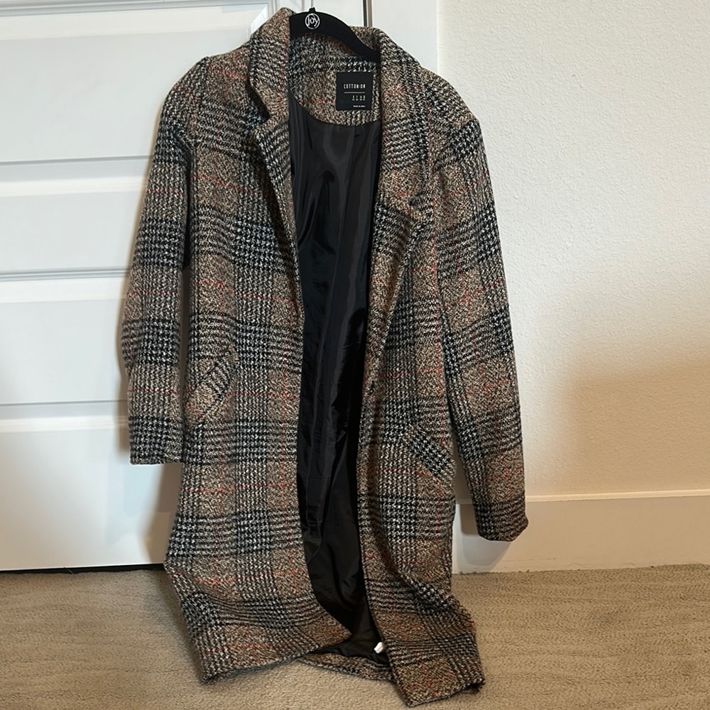 Cotton On Plaid Coat - Black and Brown